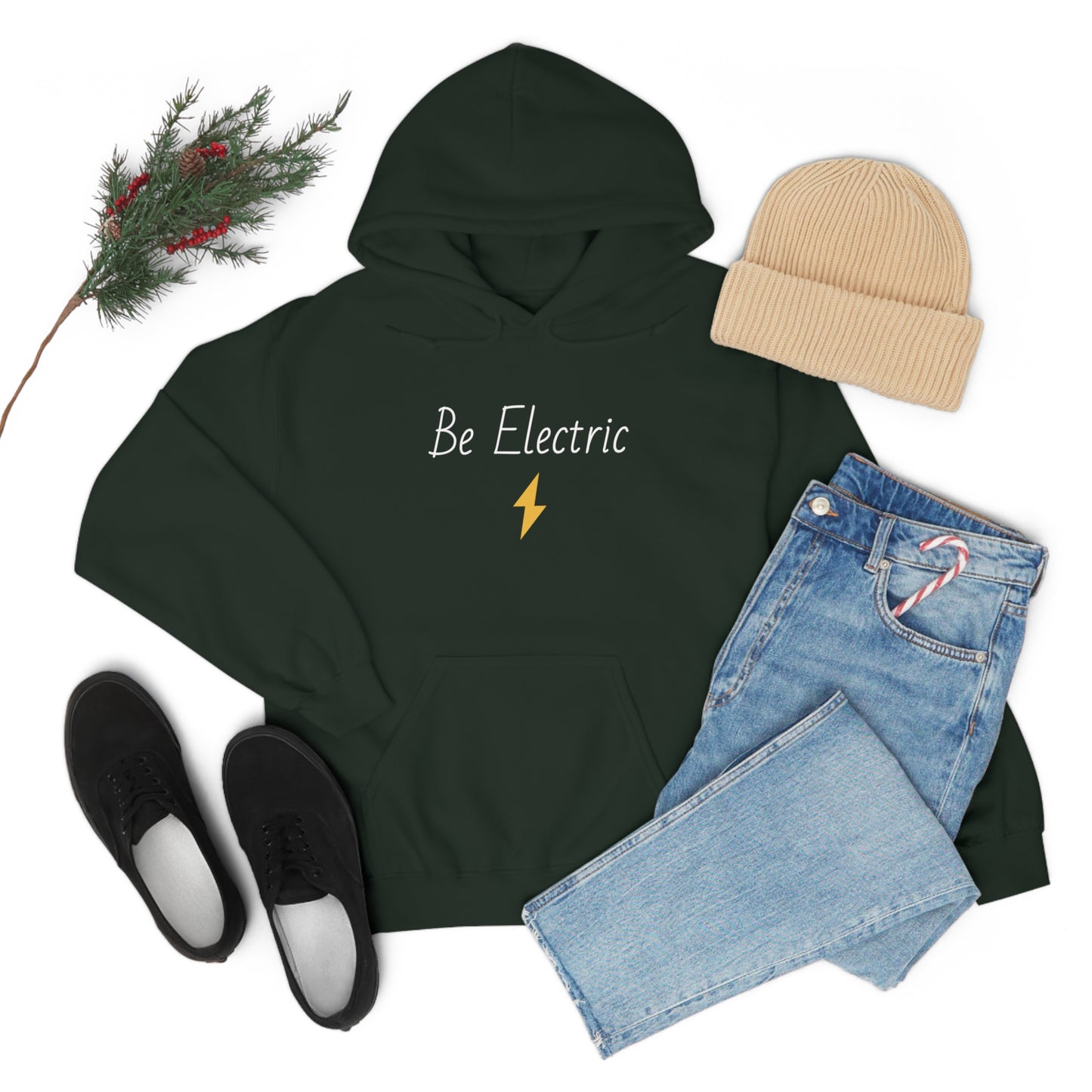 Hoodie with Cotton/Polyester blend- Be Electric