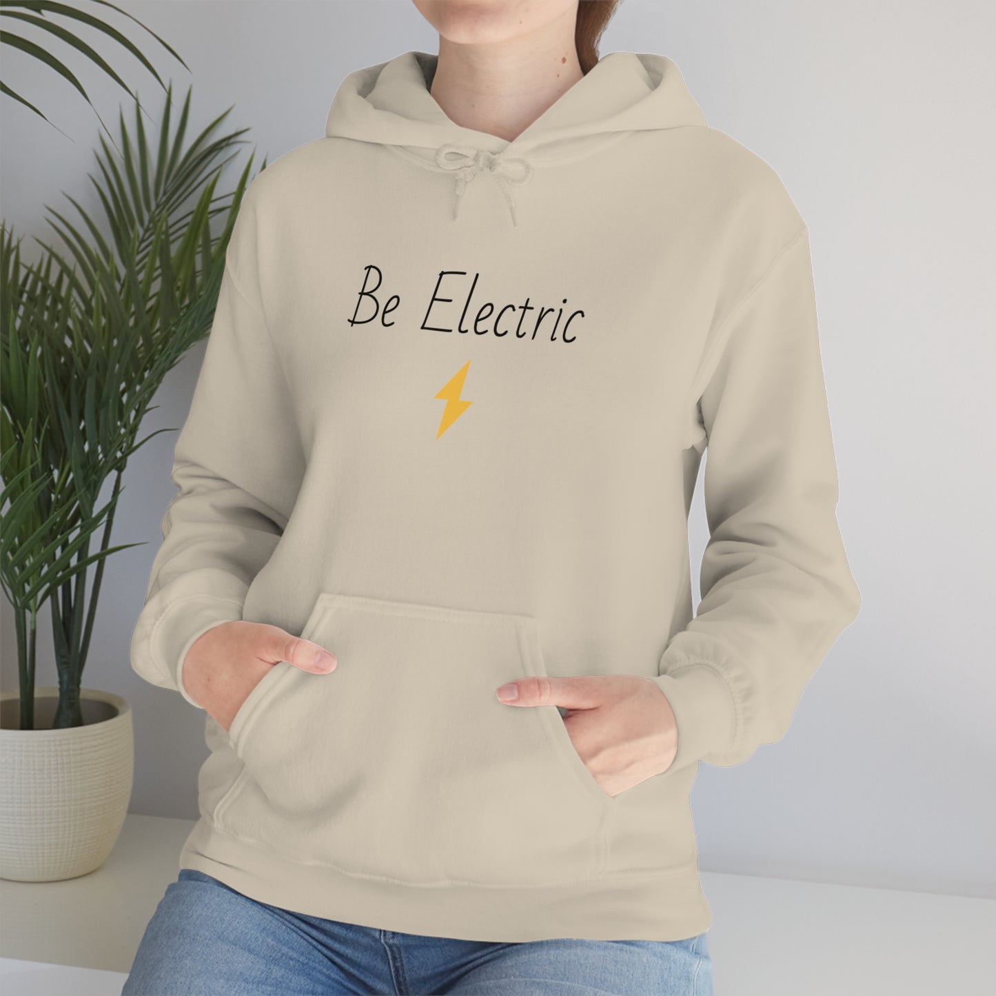 Hoodie with Cotton/Polyester blend- Be Electric