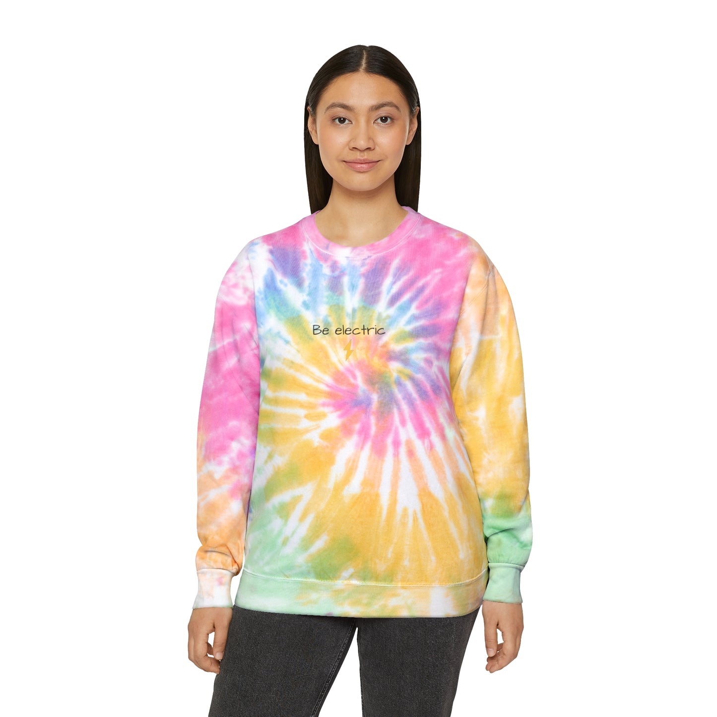 Crew Neck Cotton-Polyester Blend Be Electric Crewneck Sweatshirt