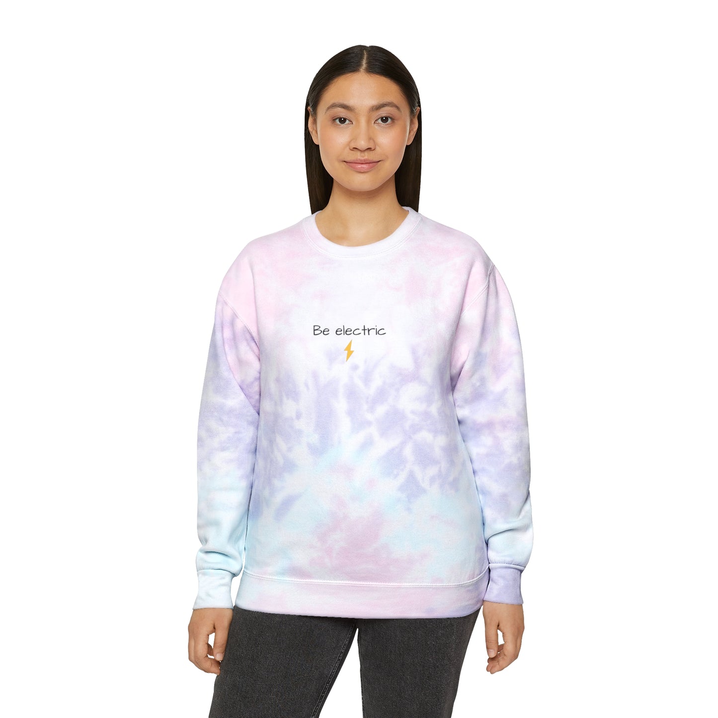 Crew Neck Cotton-Polyester Blend Be Electric Crewneck Sweatshirt