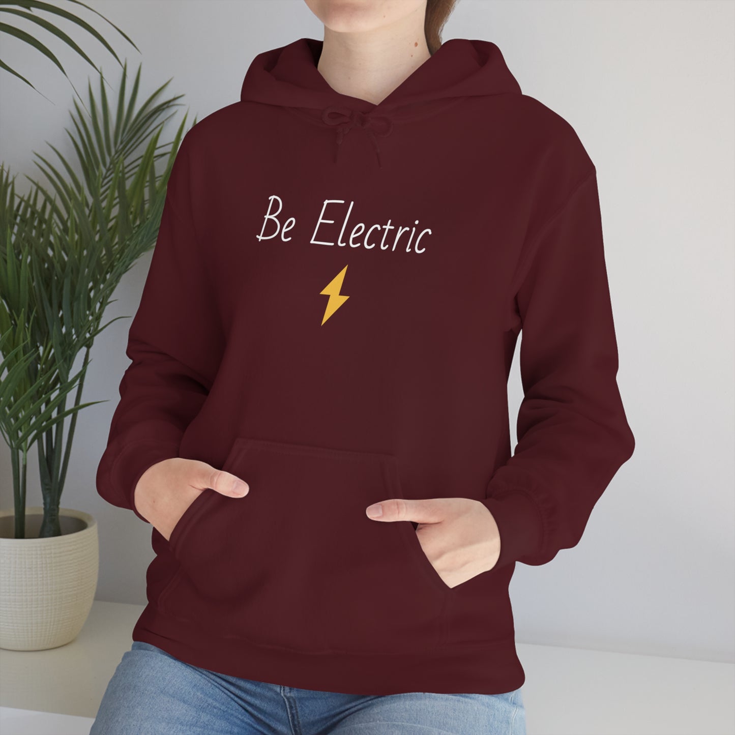 Hoodie with Cotton/Polyester blend- Be Electric