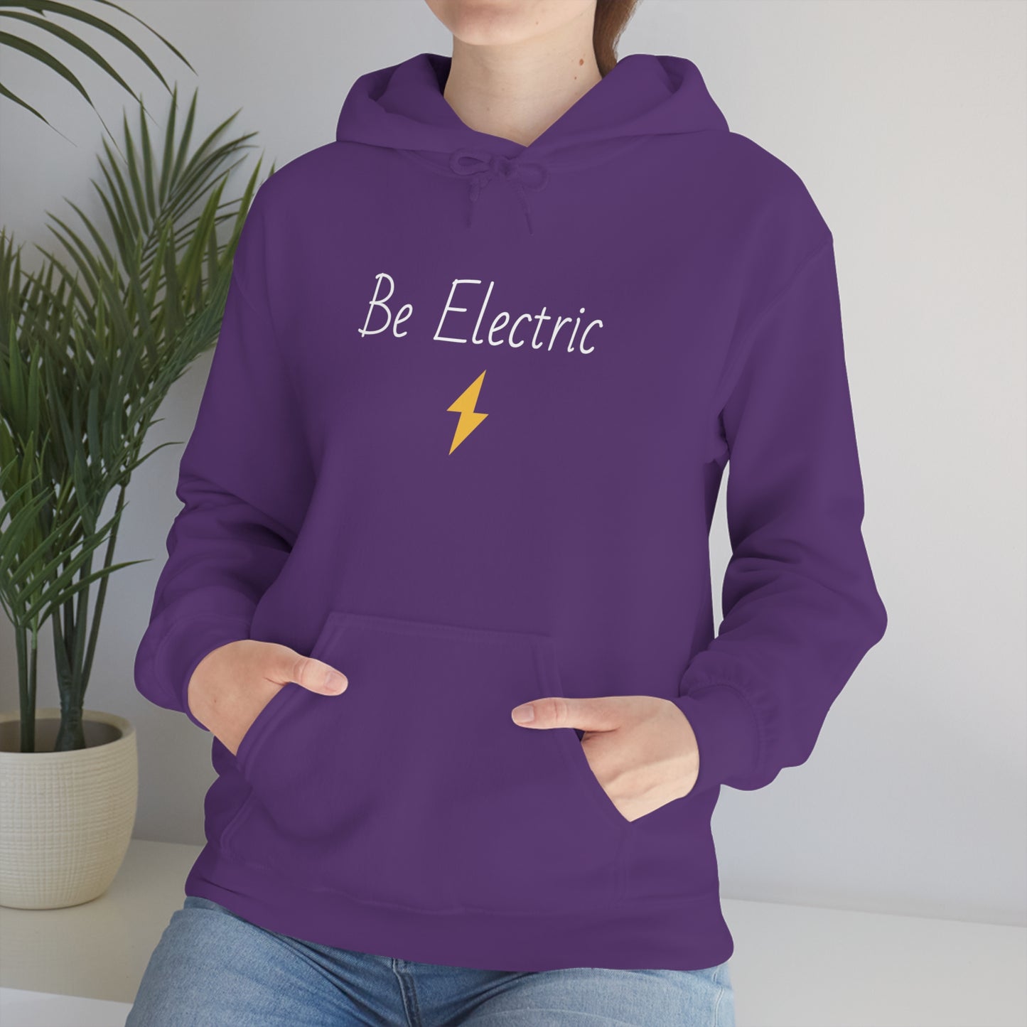 Hoodie with Cotton/Polyester blend- Be Electric