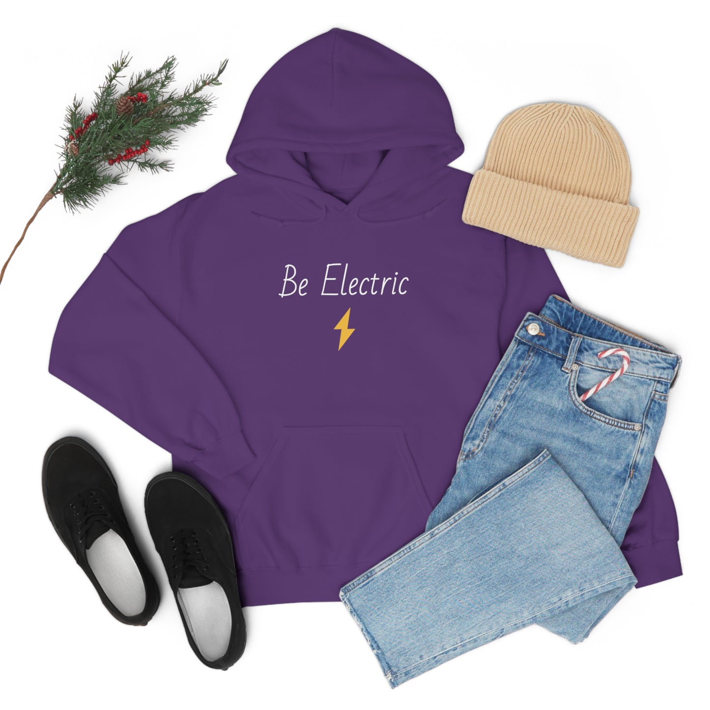 Hoodie with Cotton/Polyester blend- Be Electric