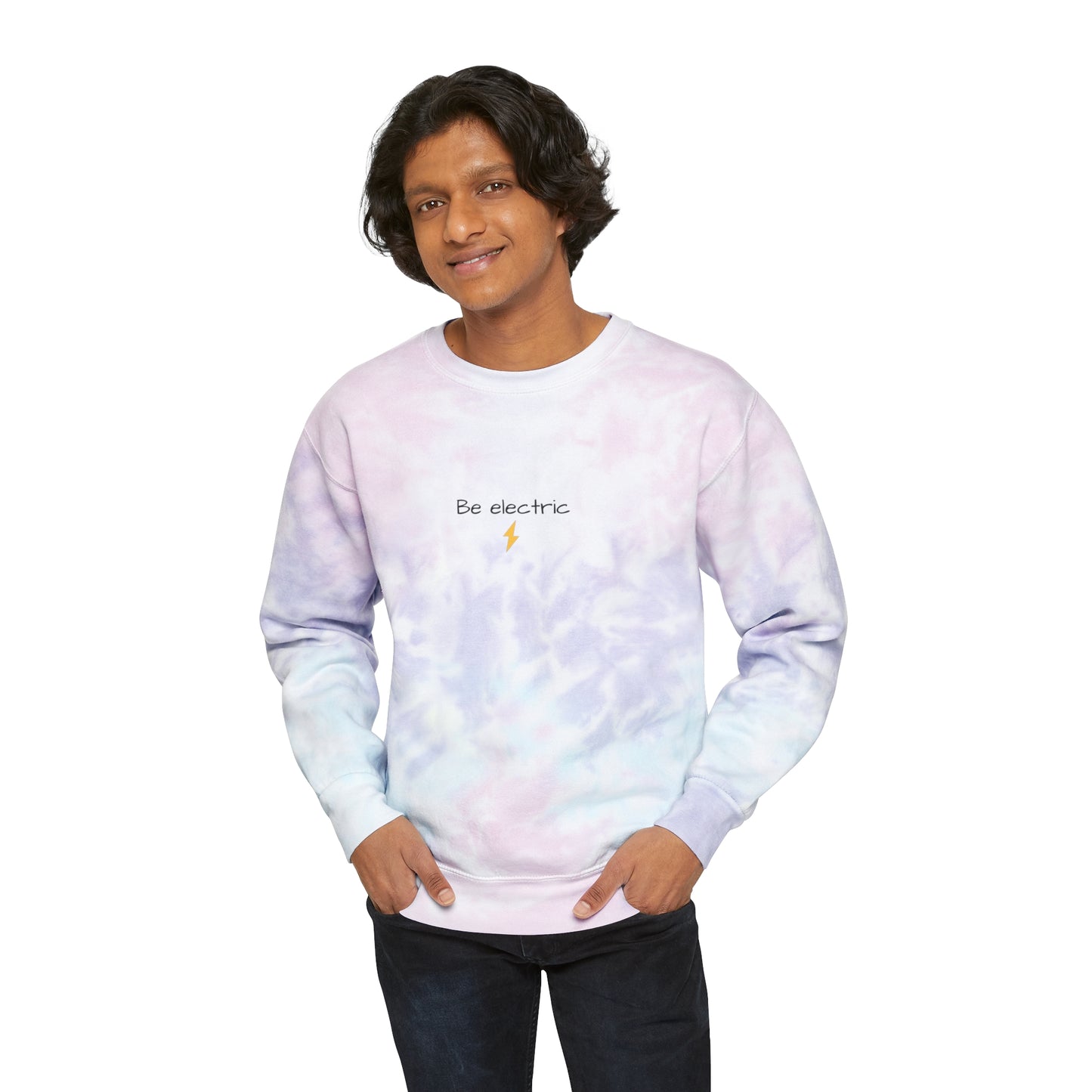 Crew Neck Cotton-Polyester Blend Be Electric Crewneck Sweatshirt