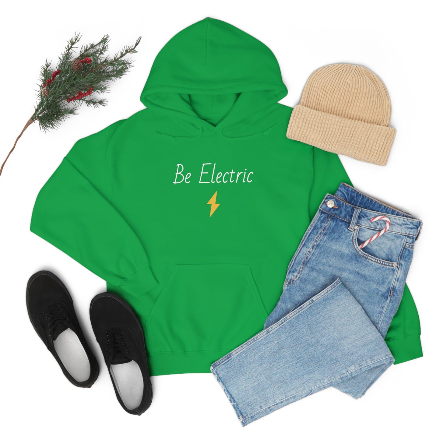 Hoodie with Cotton/Polyester blend- Be Electric